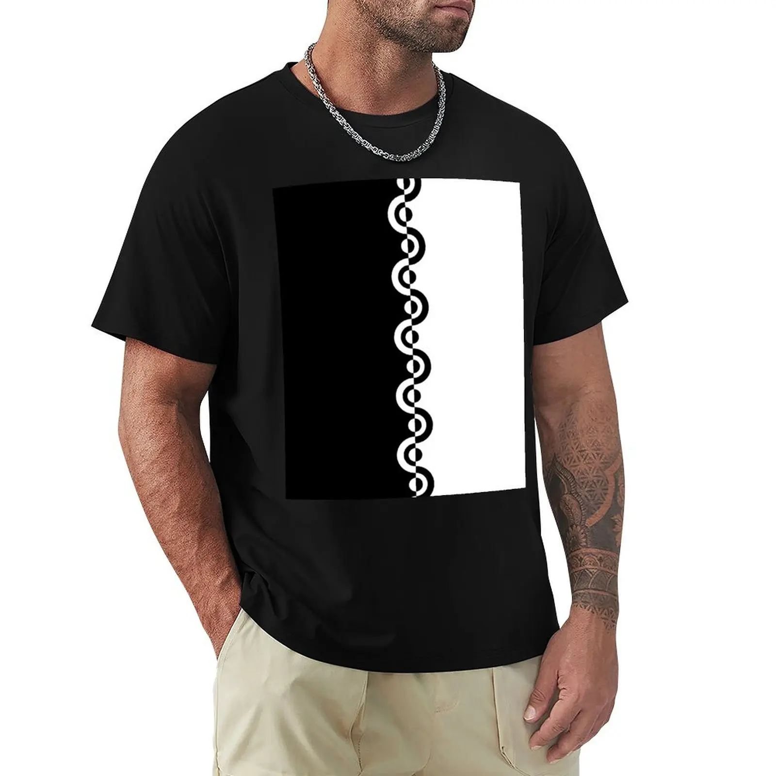 Black & White 60's Two Tone Mod Ska Pattern T-Shirt Soft Anti-Shrink Cotton Tee