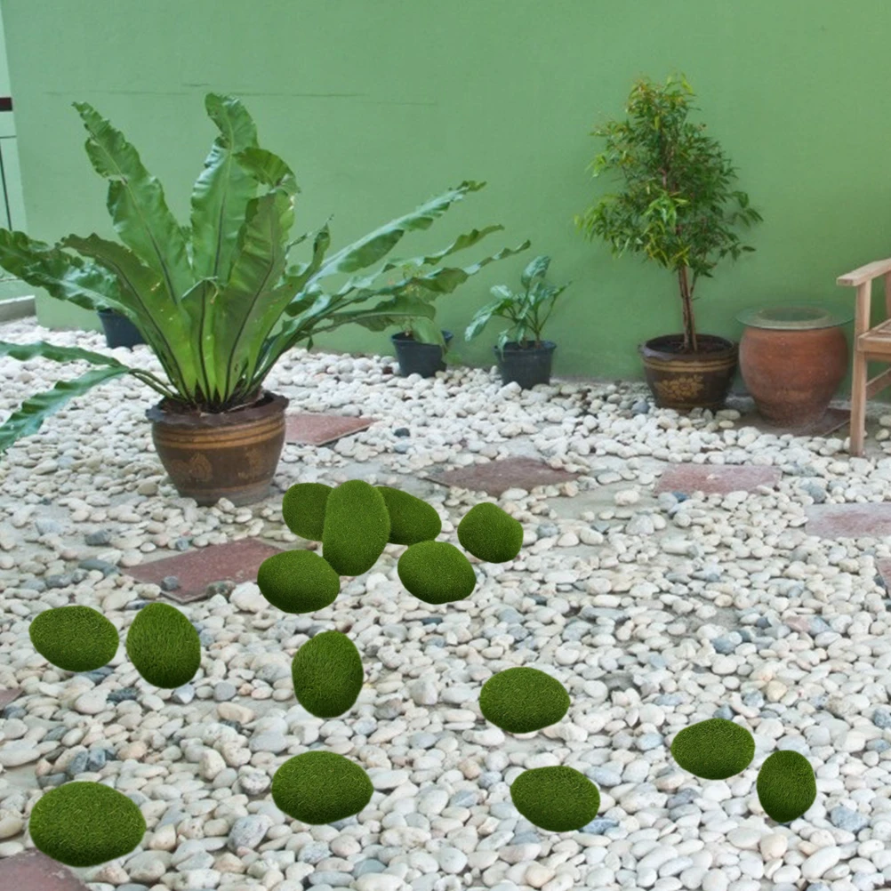 12 Pcs Artificial Moss Stones Moss Ball Small Middle Big Moss Rock Green Moss Balls Decorative Simulation Moss For Flower Pot