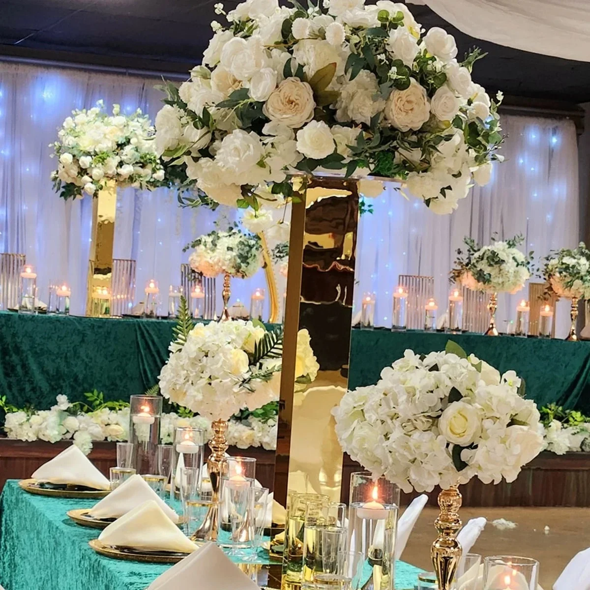 4PCS Gold Acrylic Wedding Flower Frame Column Decorative Utensils Main Table Centerpieces Ornament for Wedding Party Supplies