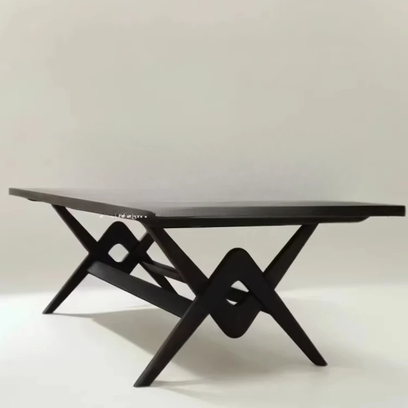 

Solid wood long table household dining table art model room rectangular