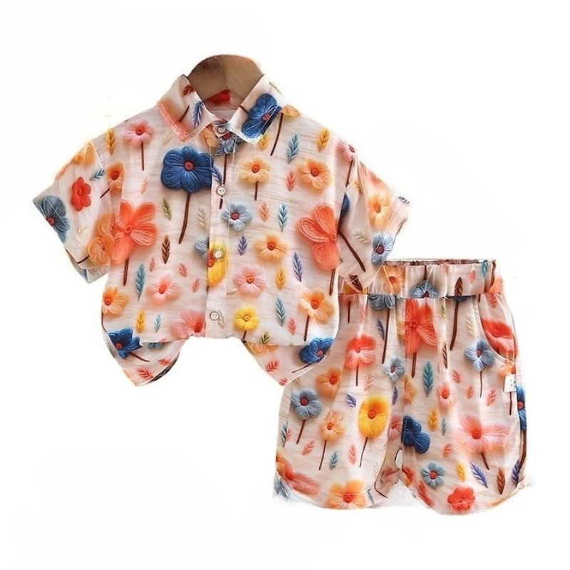 

New Summer Fashion Baby Boys Clothes Suit Children Shirt Shorts 2Pcs/Sets Toddler Girls Clothing Infant Outfits Kids Tracksuits