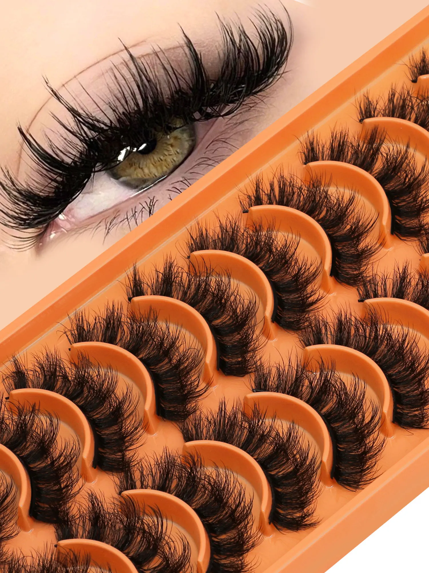 GROINNEYA Fluffy Faux Mink Lashes 8D Wispy Lashes Dramatic Long Thick Volume Fake Lashes False Eyelas Makeup