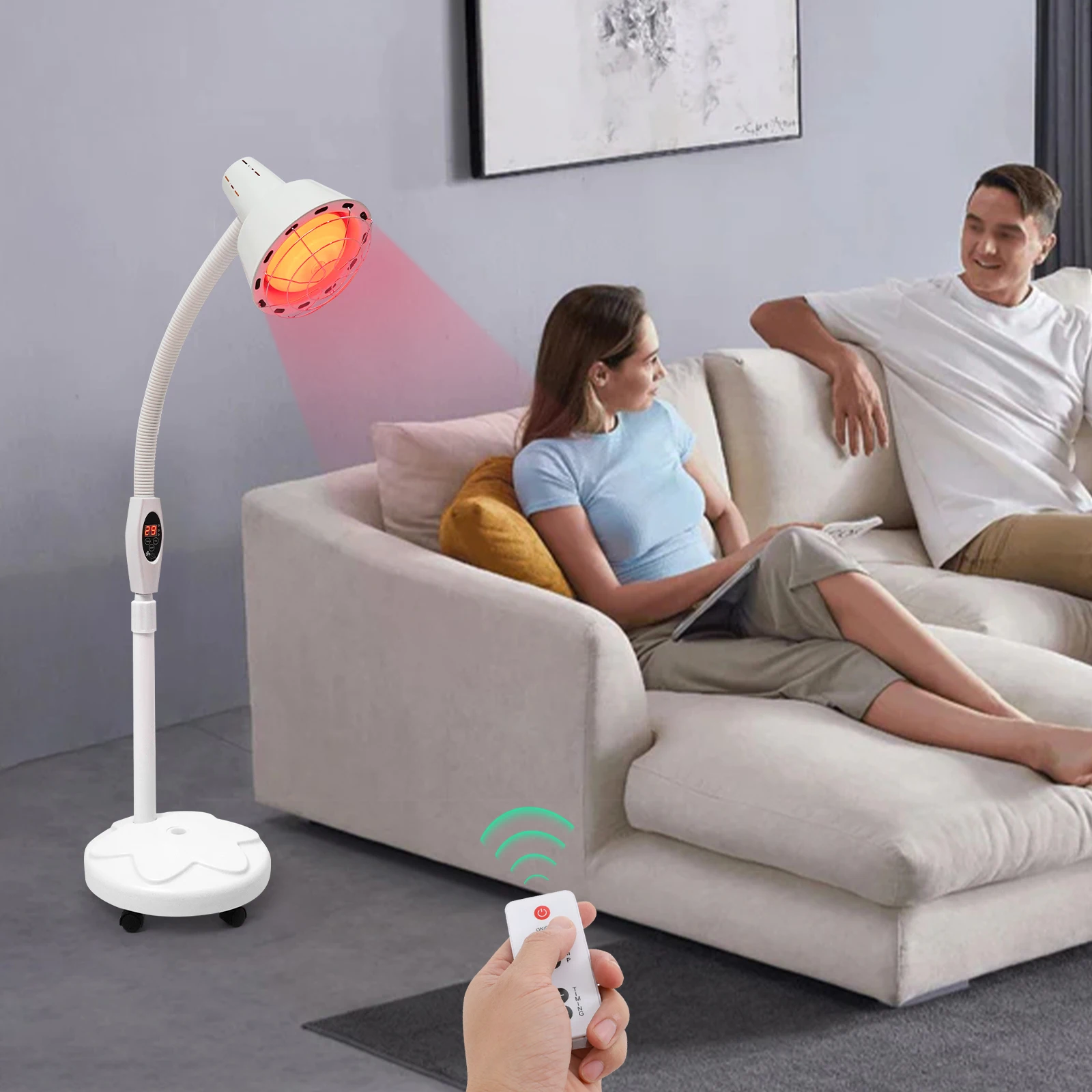 Lámpara de terapia de calor de infrarrojos lejanos con luz infrarroja de 275 W LED 360 °   Alivio del dolor corporal con rotación para hogares y salones de belleza