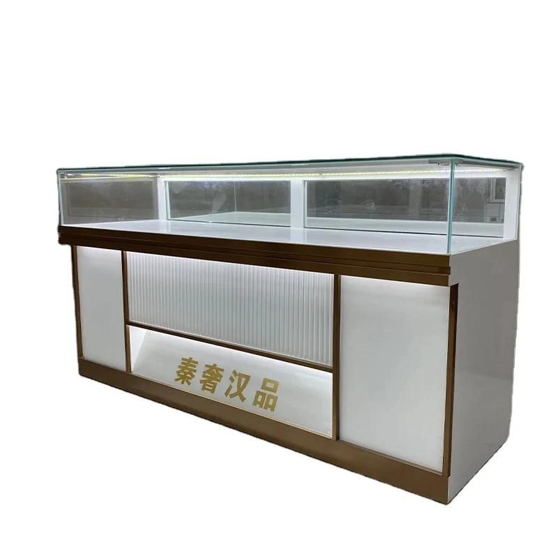 

Customize.Luxury Gold Jewelry Display Cabinet Custom Foldable Lockable Glass Showcase Sunglass Showcase Perfume