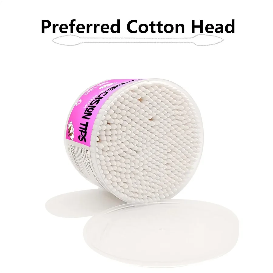 Hisopos de algodón con punta puntiaguda, 500 unidades de bastoncillos de algodón, puntas de doble precisión con barra de papel para el cuidado personal y el maquillaje