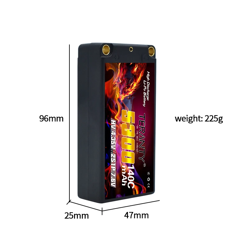 5300Mah 2S 7.6V Hv Low Profile Hardcase Shorty Lipo Batterij 5.0Mm bullet Voor Racing Rc Auto Boot 140C/280C 7.6V Battery