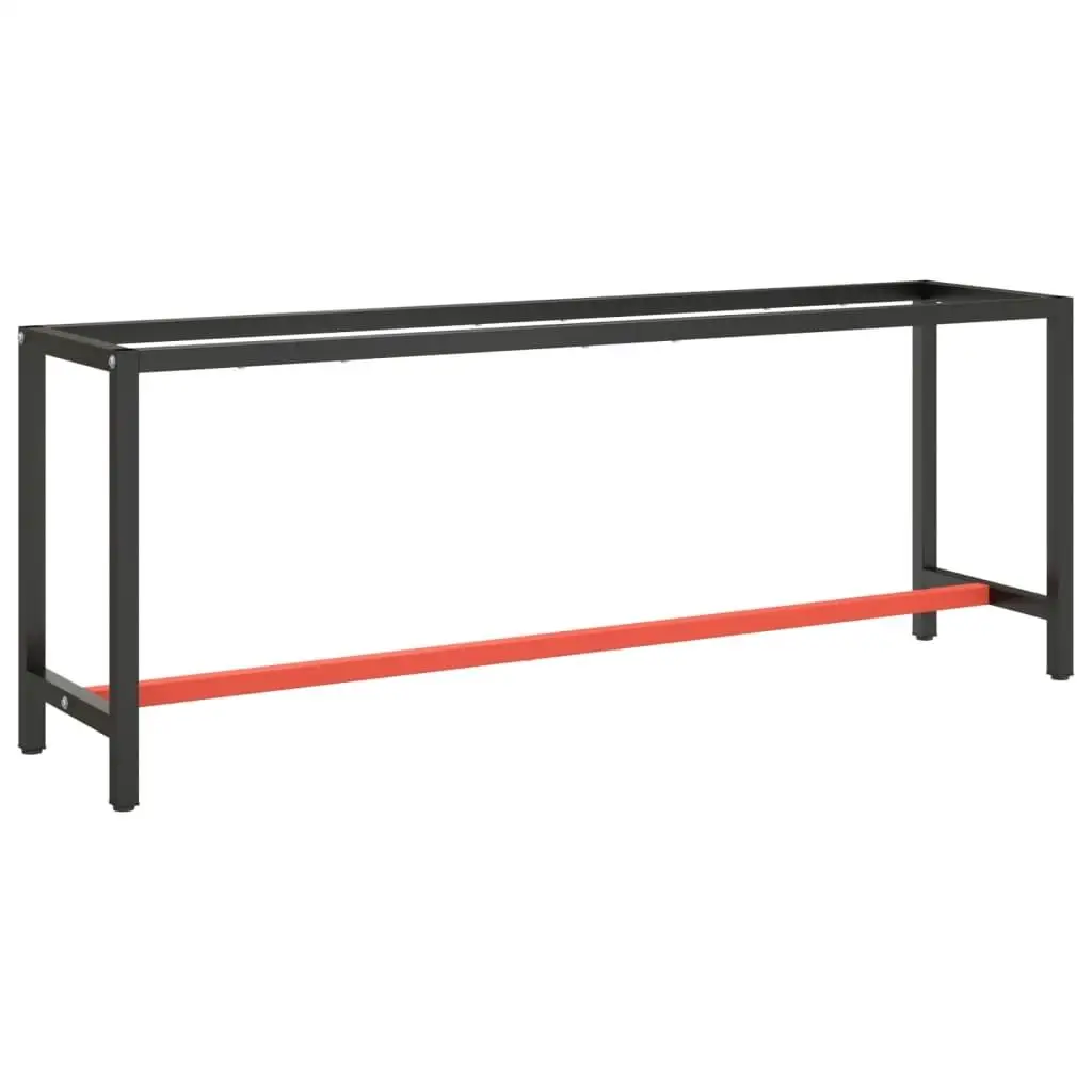 Matte Black & Red Metal Workbench Frame 82.7x19.7x31.1 - Sturdy DIY Station