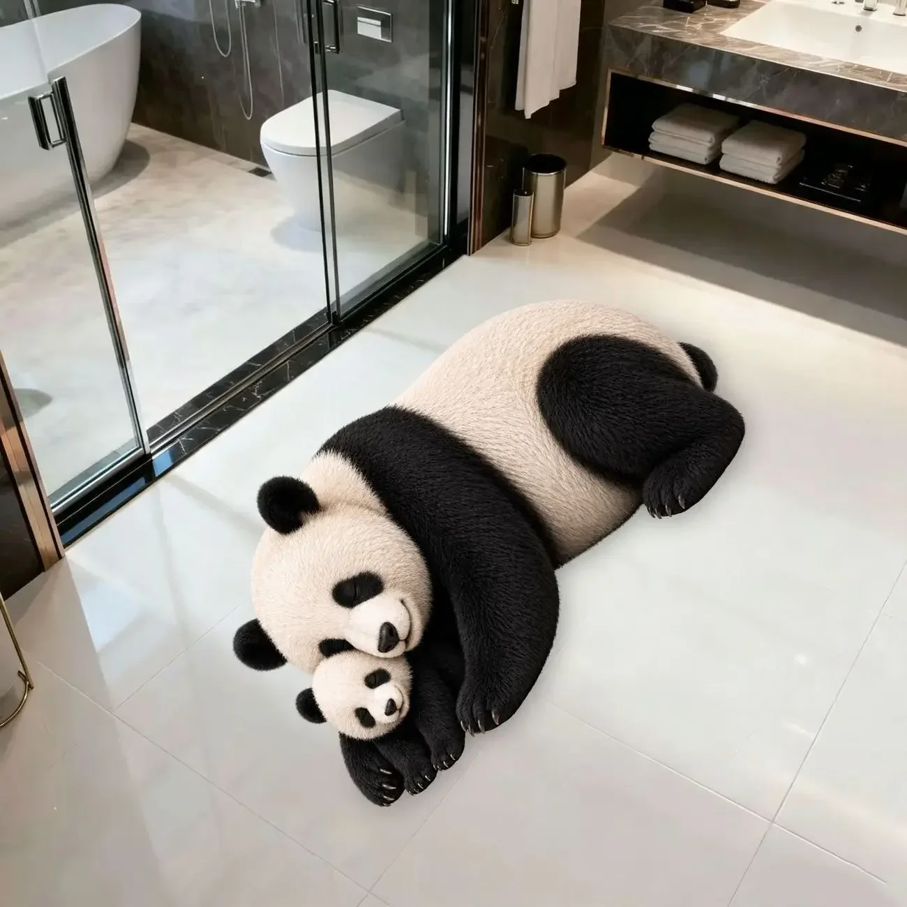 Cartoon plane visual bear diatom mud floor mat household bathroom water-absorbing non-slip floor mat entry door porch floor mat