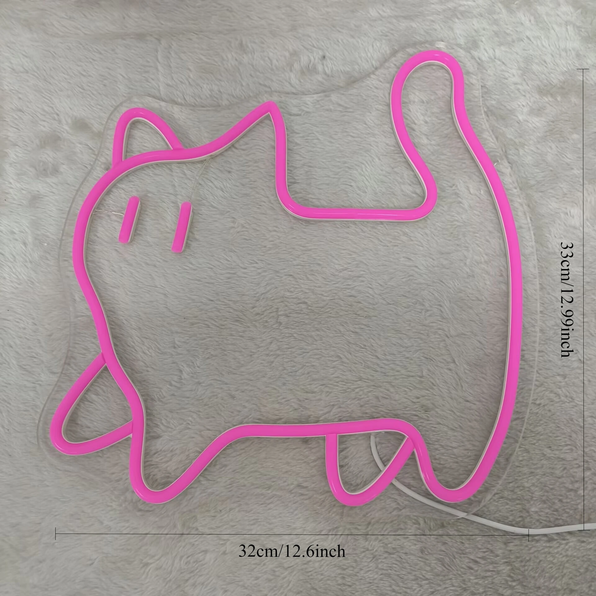 USB Dimmable Cute Cat Neon Sign Pink Glow LED Light for Bedroom Living Room Decor Relaxing Pet Lover Gift Soothing Night Light