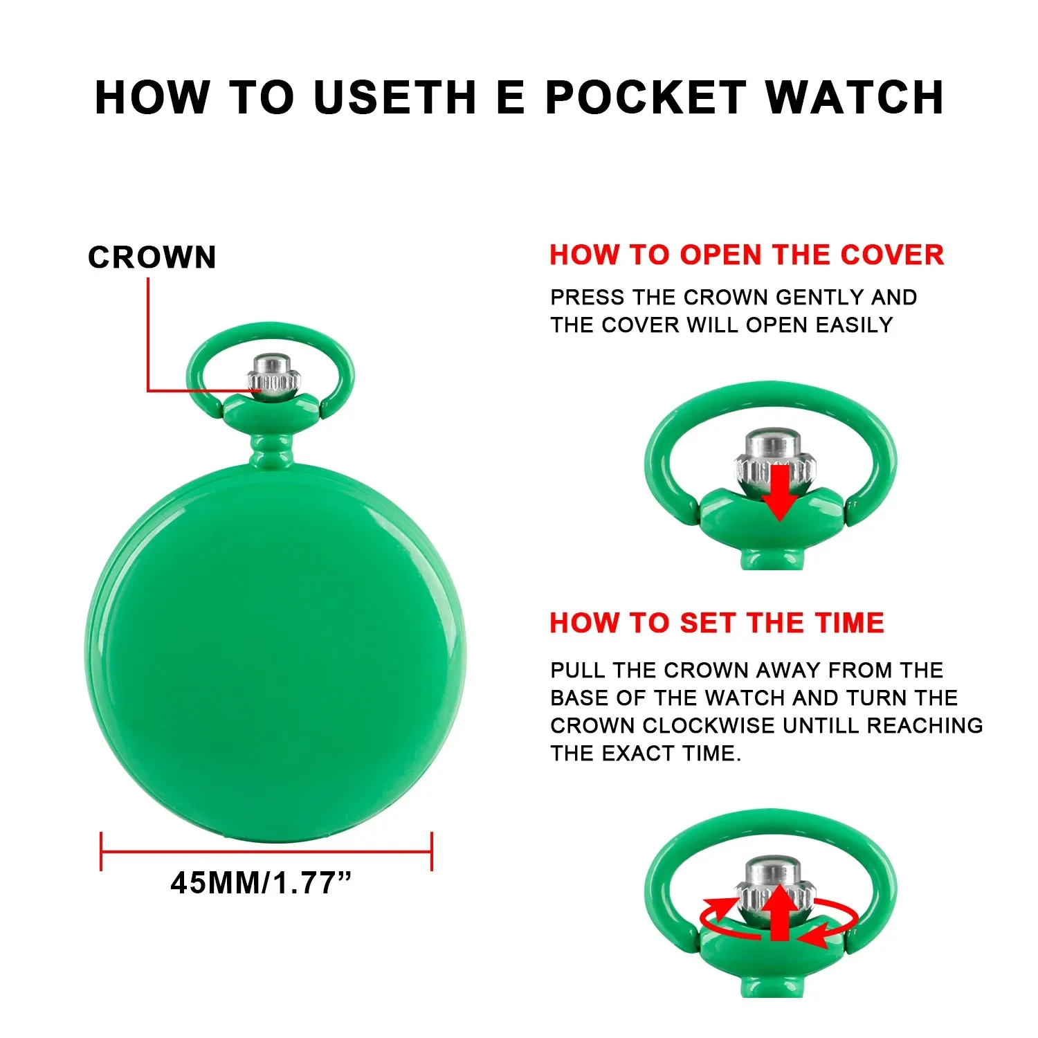 Exquisite Green Macaron Roman Digital Men's and Women's Quartz Pocket Watch Vintage Fashion Necklace Jewelry Student Gifts