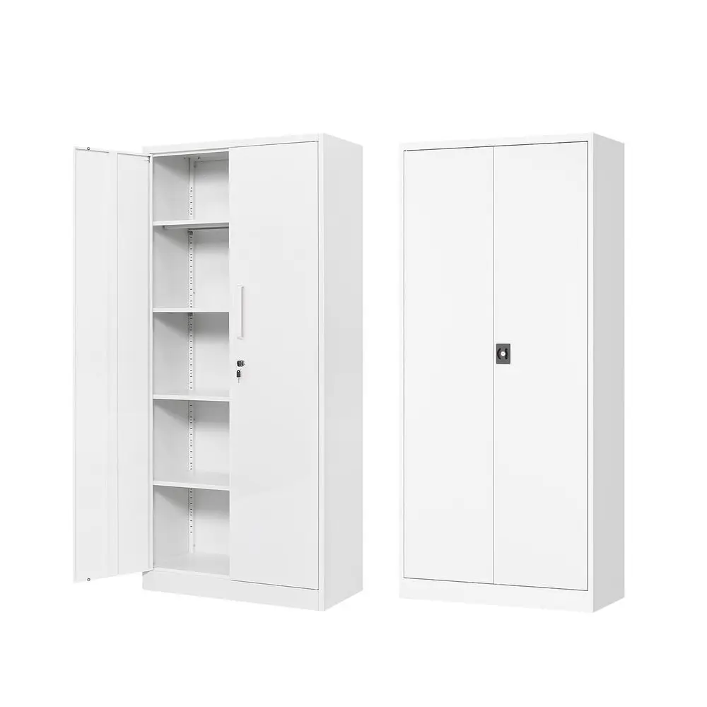 

Storage Cabinet72 Tall Steel File Cabinets with Lockable Doors and Adjustable ShelvesWhite Steel Storage Cabinet for Kitchen, O