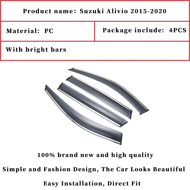 Window Deflectors For Suzuki Alivio Window Visor Car Wind Shield Sun Rain Visors Car Window Rain Shield Accessories 2015-2020