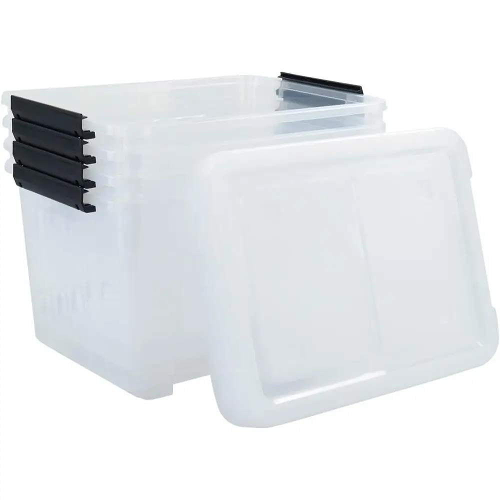 4-pack 50 Quarts Large Clear Plastic Storage Boxes with Wheels