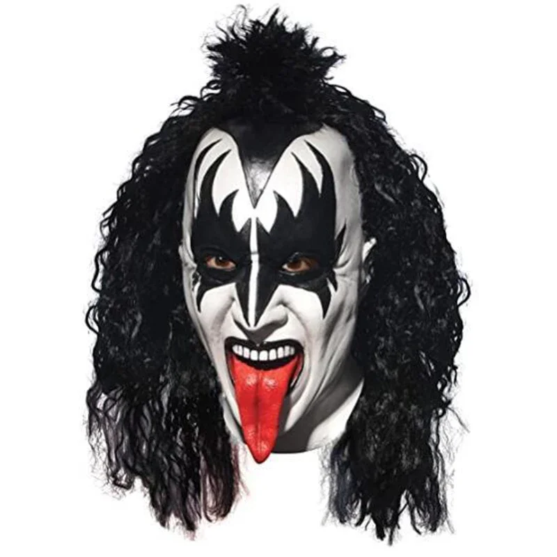 Gene Simmons Mask Horror Ghostface Latex Mascara Crazy Music Rave Festival abbigliamento travestimento Costume Cosplay di Halloween per uomo