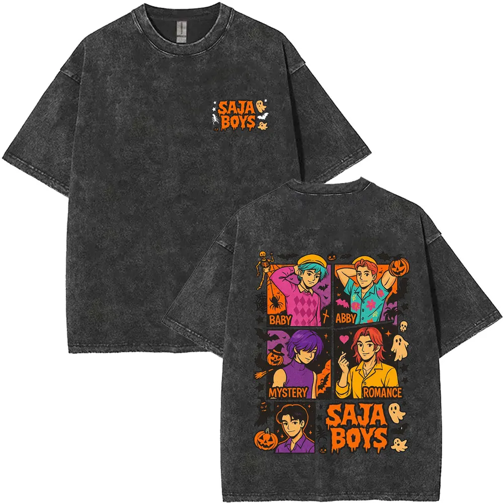 فيلم Kpop شيطان الصيادين رومي ميرا زوي خمر غسلها تي شيرت الرجال النساء هالوين نمط تي شيرت الذكور موضة المتضخم التي شيرت #2