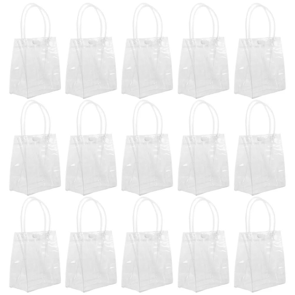 

24pcs PVC H bags Transparent Tote Clear Gift With H 15x16x7cm Lightweight Reusable Shopping Wedding Favor Bags Storage Bags