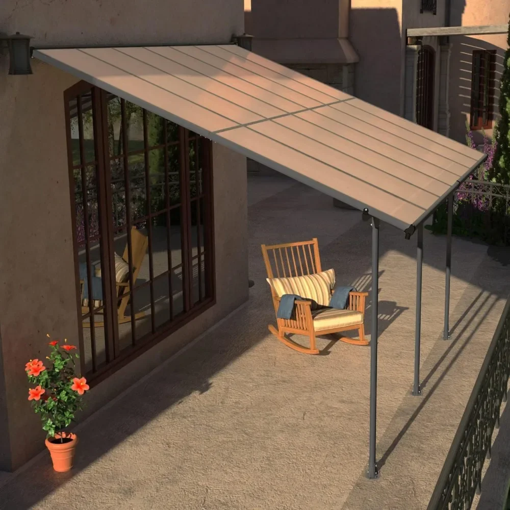 

13' x 10' Wall Mount Gazebo Outdoor Pergola, Polycarbonate Gazebo with Water-Resistant and UV-Fighting Panels Canopy