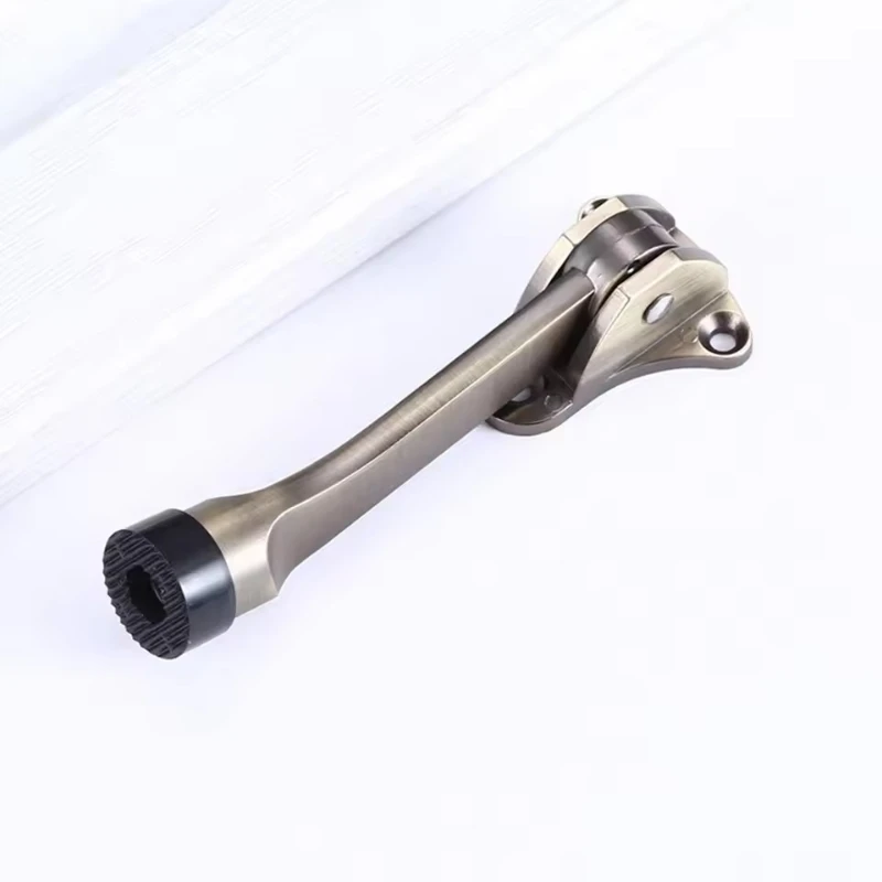 Afbeelding 6: 1 Pc Deurstopper Mute Zinklegering Voetbediende Hendel Deur Stopt Antislip Zachte Rubberen Voet Deur houder Hardware