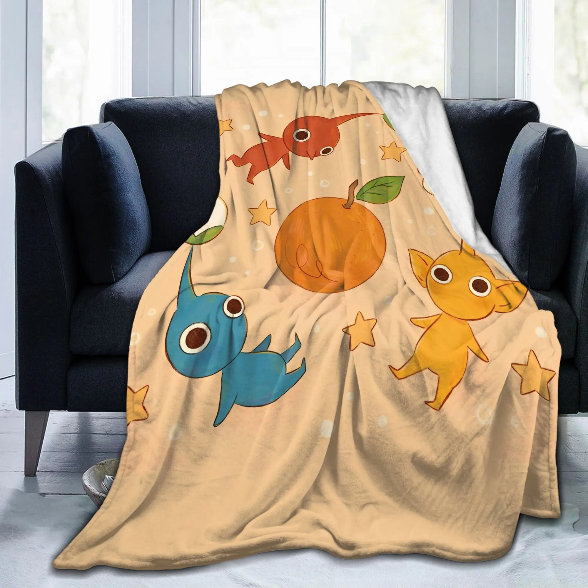 Pikmins Family Cute Fun Flannel Throw Blanket Game Anime for Bedding Knitted Blanket Gift Super Soft Breathable Throws