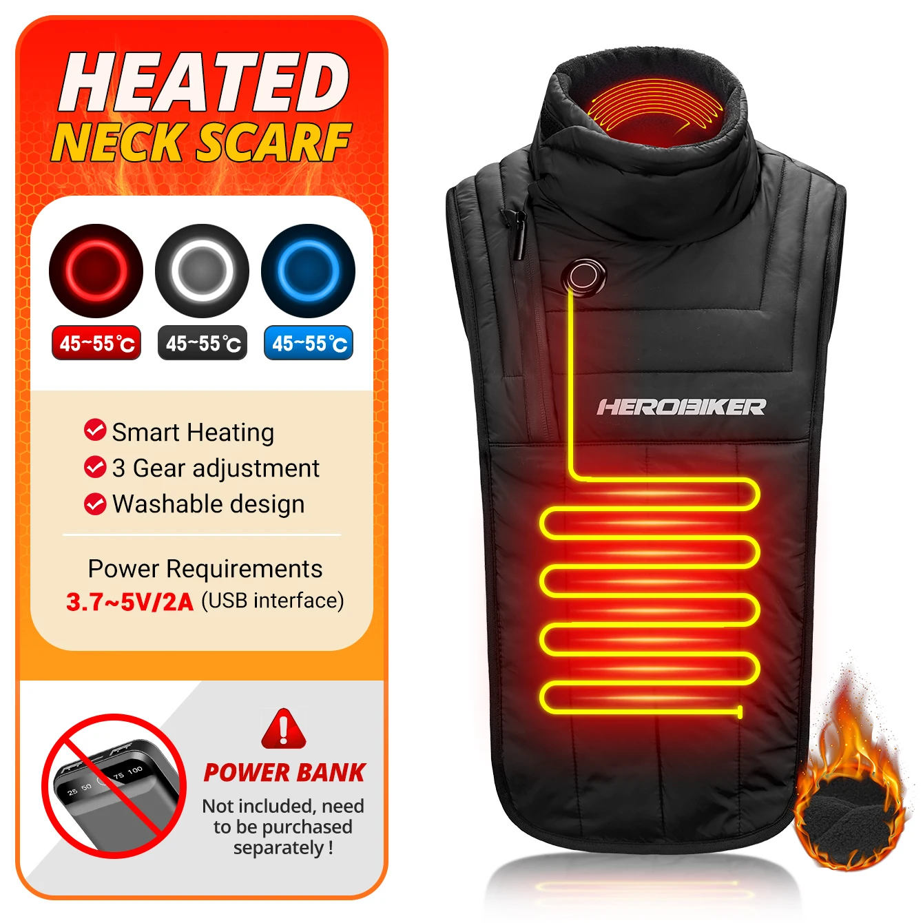 

Winter Warm Neck Scarf Motorcross Cycling Rider Neck Protector Windproof Warmer Scarf Winter Skiing Heated Warm Waterproof Scarf