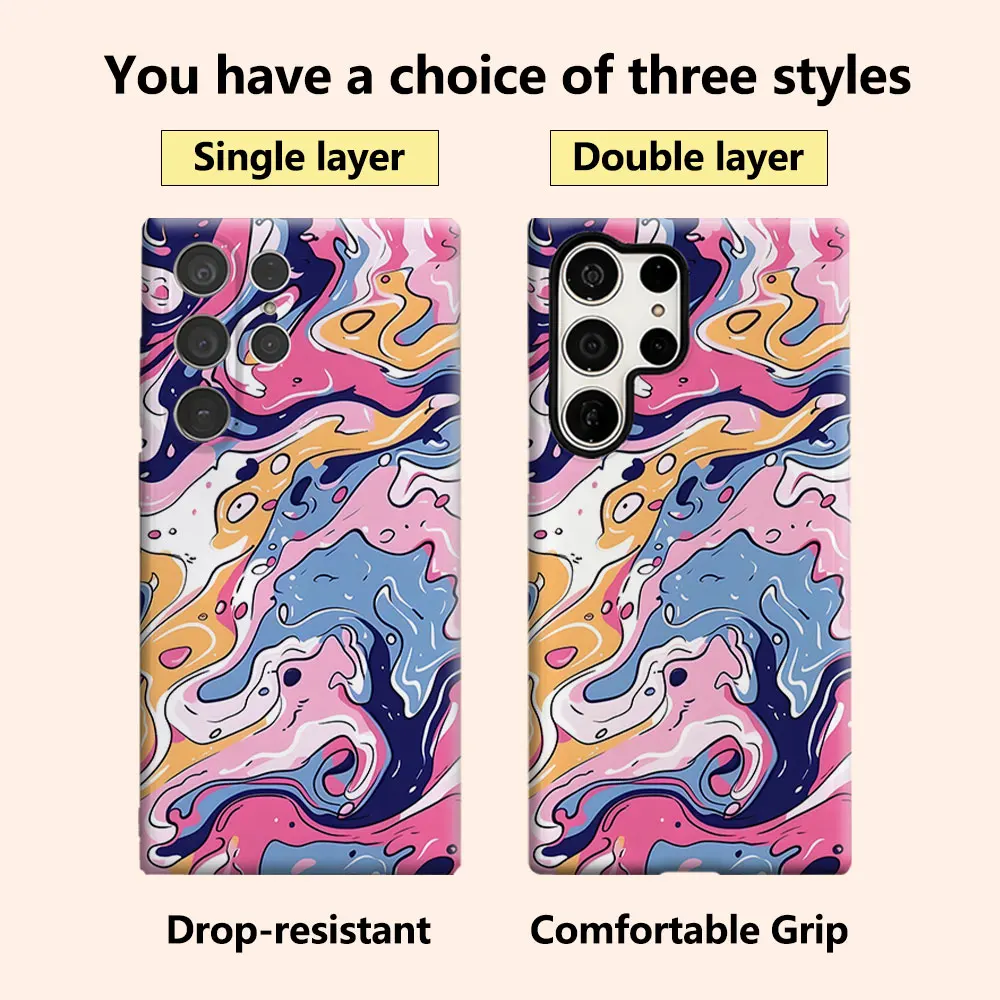 Color Swirl Phone Case for Samsung Galaxy S26 S25 Ultra S24 S23 Ultra Plus Shockproof Double layer tough Back Cover