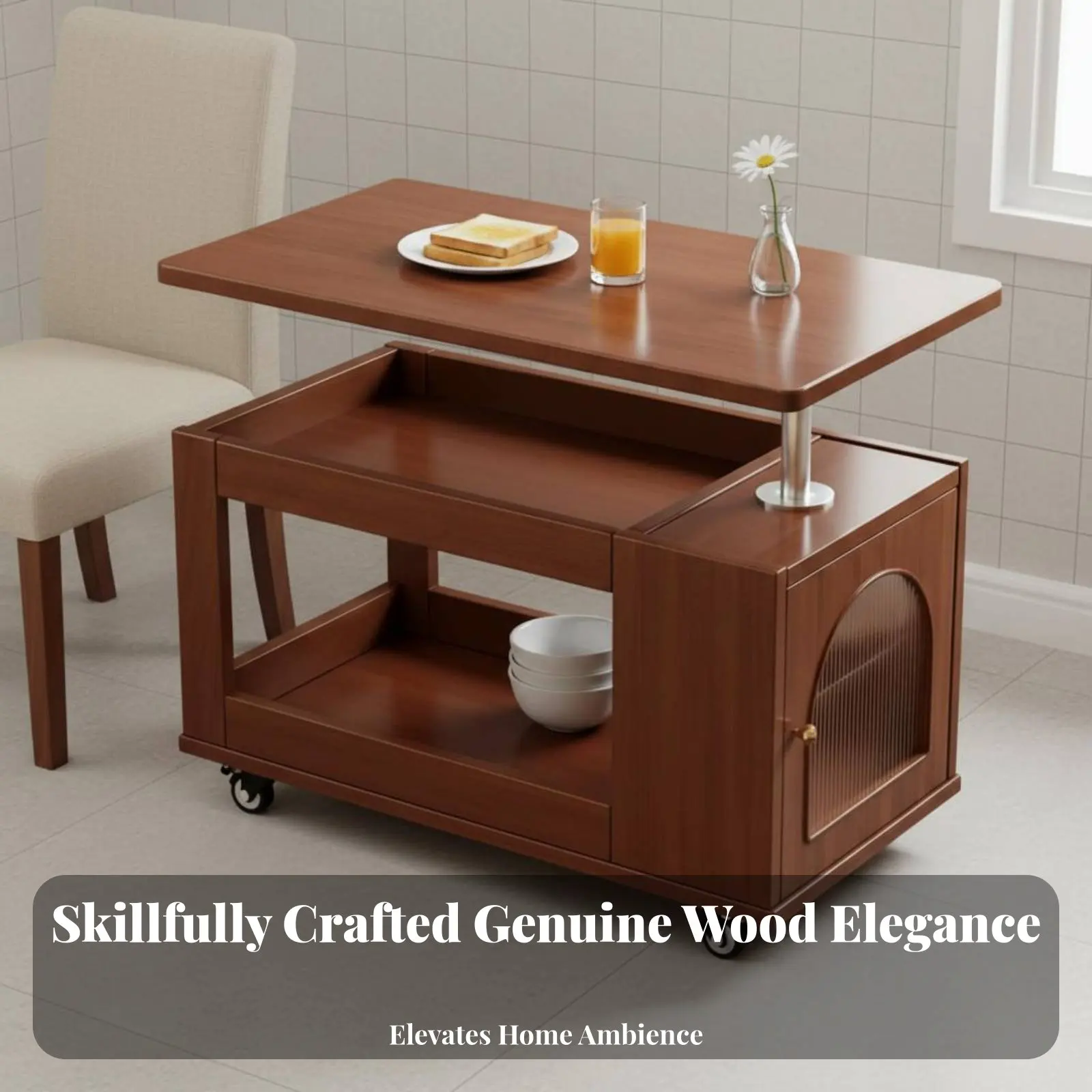 

Регулируемый по высоте передвижной столик-тумба на колесиках, мобильный дизайн, экономия пространства для домашних работников, студентов, гостиной