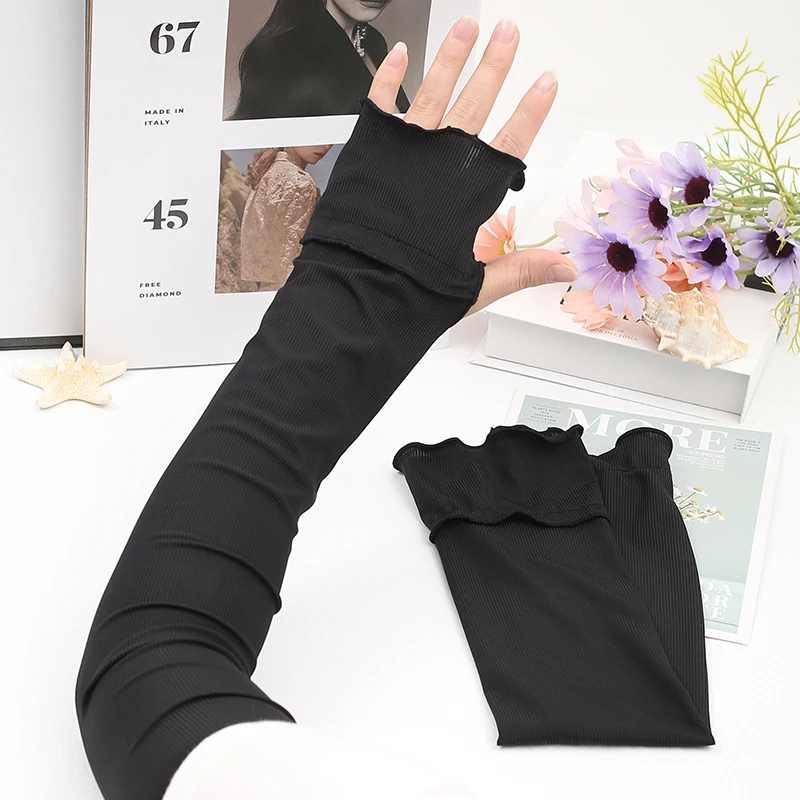 Cooling Arm Sleeves Breathable Sun Protection Ice Slik Sleeves Summer Outdoor Sports Driving Cycling Sleeves Women Men Loose Arm image 6