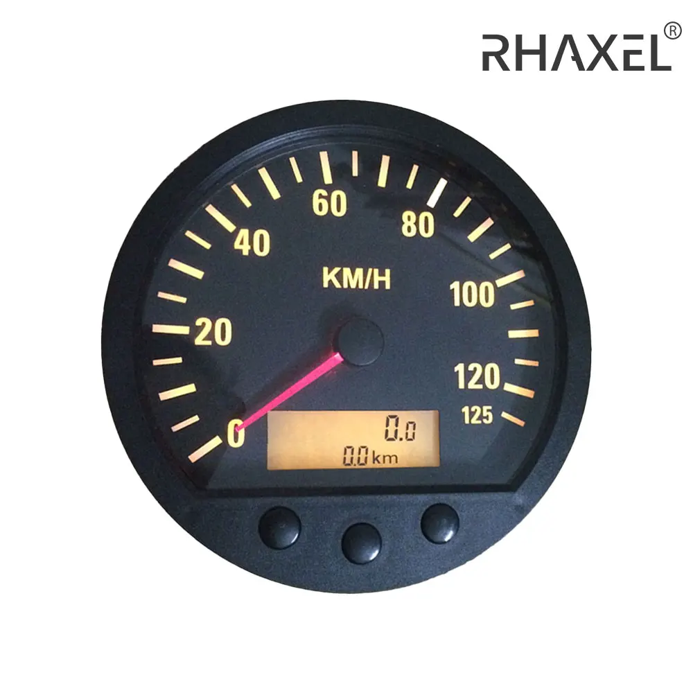 RHAXEL 140mm Pulse Speedometer 0-125km/h Odometer Adjustable with Backlight 9-36V for Truck