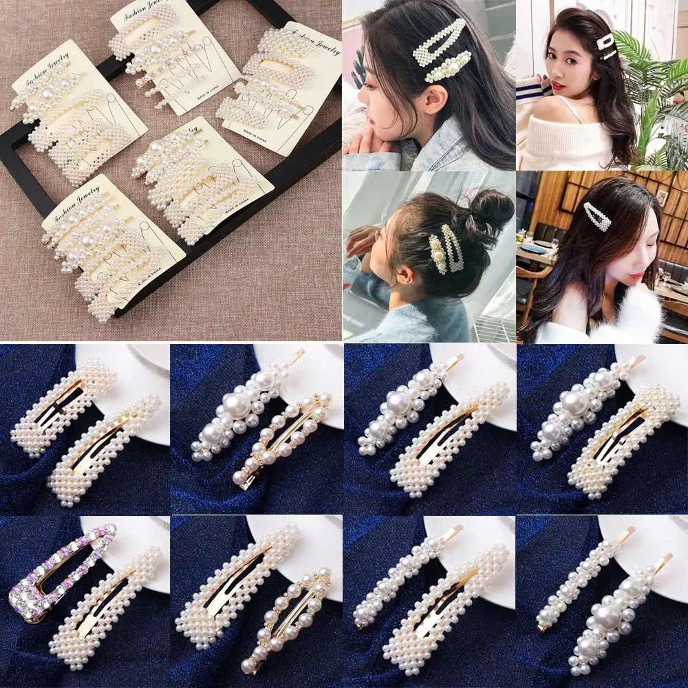 New Metal Women Headdress Jewelry Pearl Flower Hairpins Barrettes Hair Clip