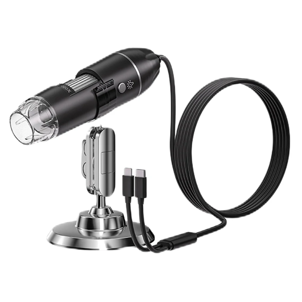 Digital Microscope1600X Magnification Microscope With Stand Type-C USB Charge Magnifier LED Magnifier Support IOS & Android