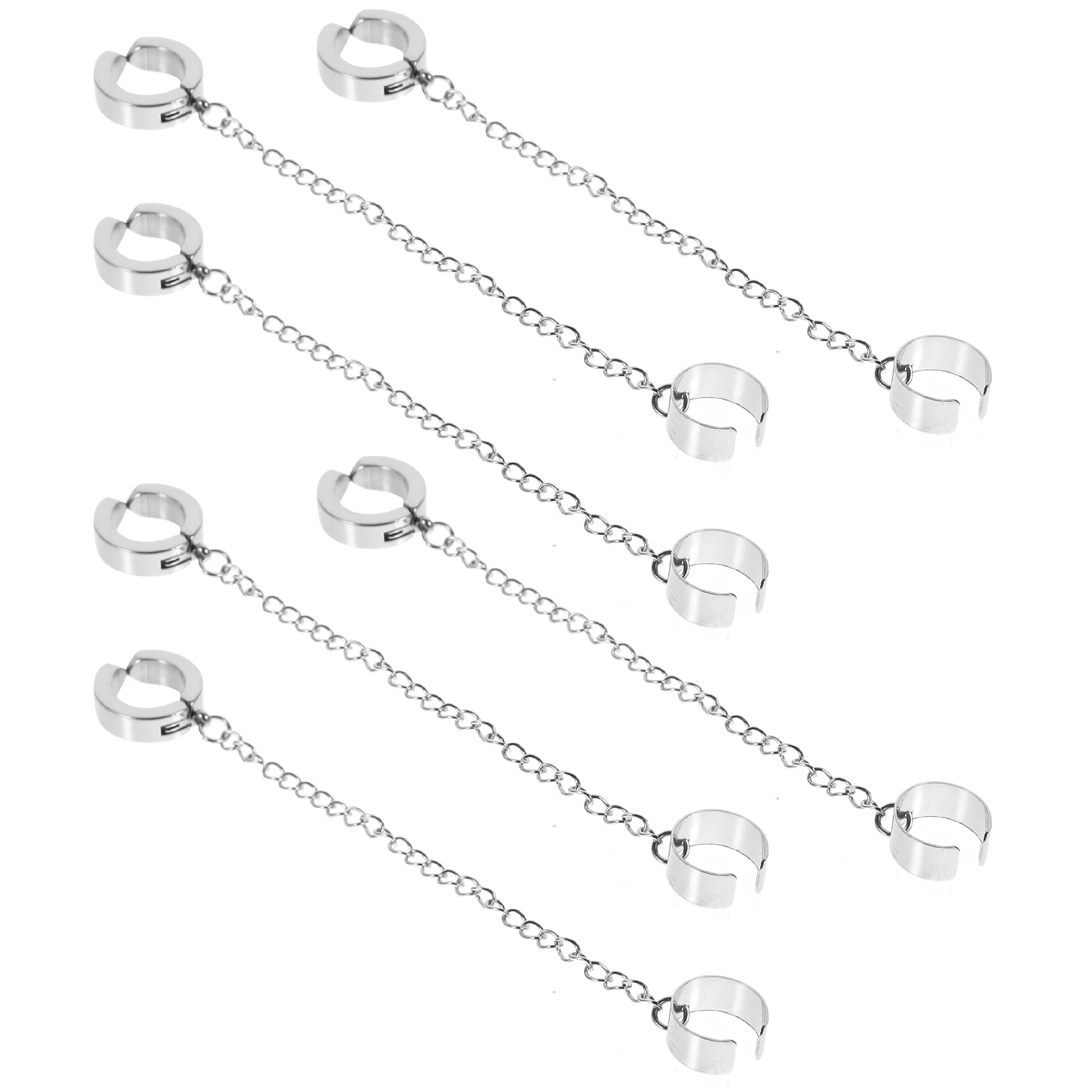 

6Pcs Titanium Steel Ear Cuffs Silver Dangle Chain Ear Wrap Jewelry Gift for Women Girls Christmas Birthday Wedding