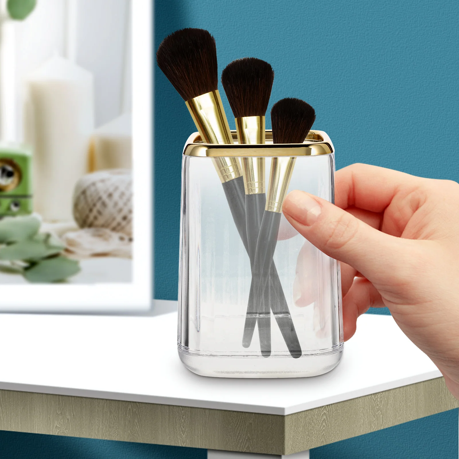 

Organizer Cabinet Makeup Brush Storage Bucket Dressing Table Holder Rack Student