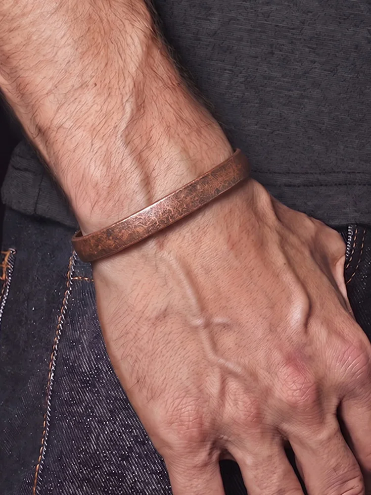 Neues Verstellbares Massives Kupfer-Armband, Wasserdichter Heilender Armreif, Schmuck für Männer, Weihnachts- und Geburtstagsgeschenk – Detail 1