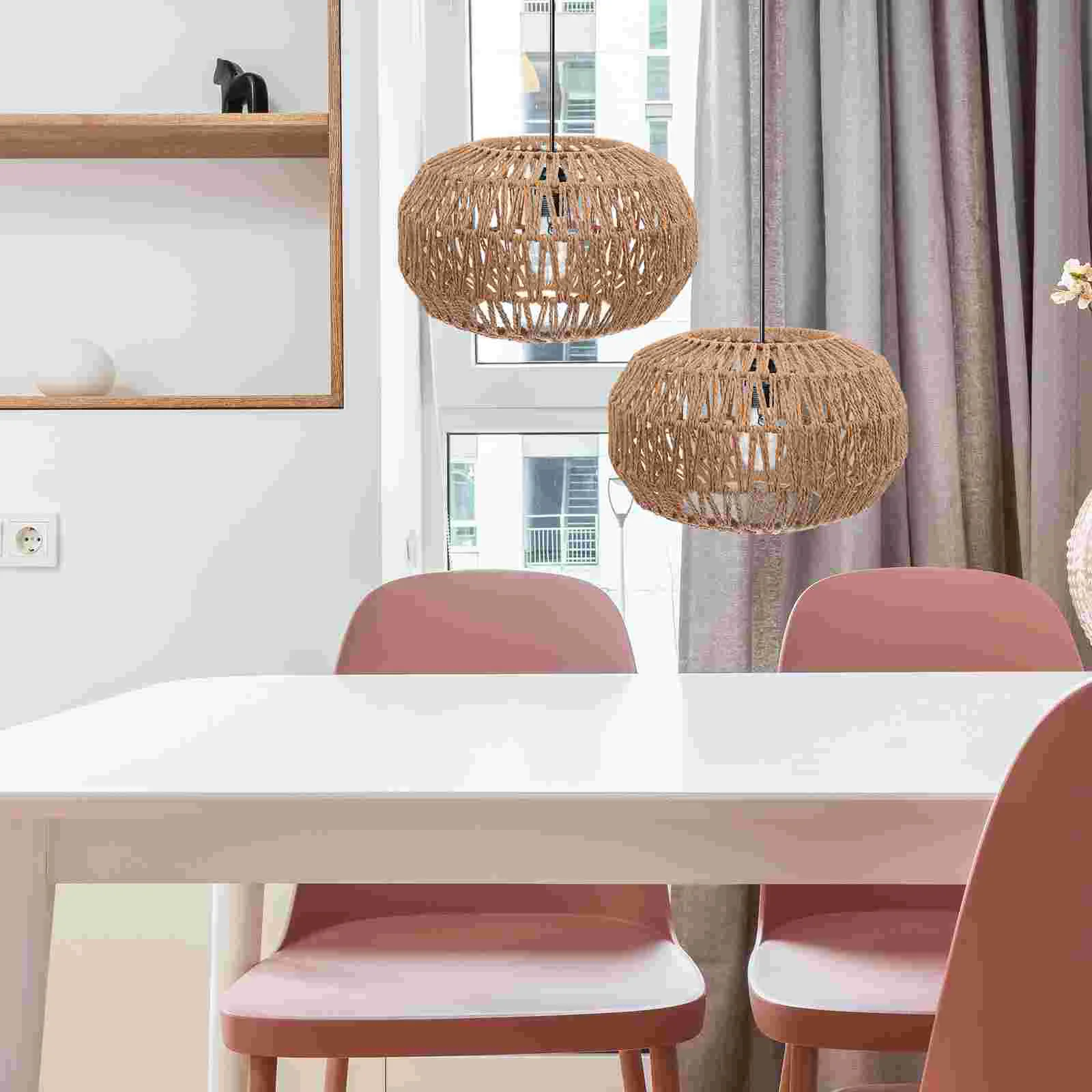 Gevlochten vintage lampenkap simulatie rotan plafondlamp cover eenvoudige accessoirehoezen hotel hangend modern papier