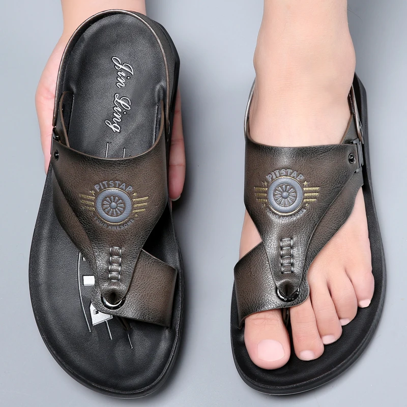 Chanclas informales antideslizantes para hombre, sandalias de doble uso para exteriores, zapatillas de madera contrachapada ultrafinas, sandalias de verano, 2024