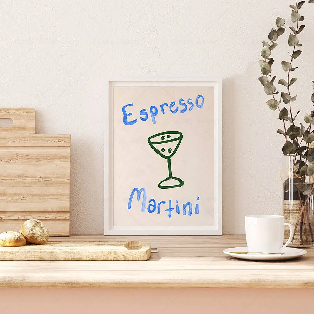 المطبخ جدار الفن اسبريسو مارتيني المعكرونة القهوة المشارك بون الشهية Oui du مقهى يطبع قماش اللوحة غرفة العشاء مقهى ديكور المنزل