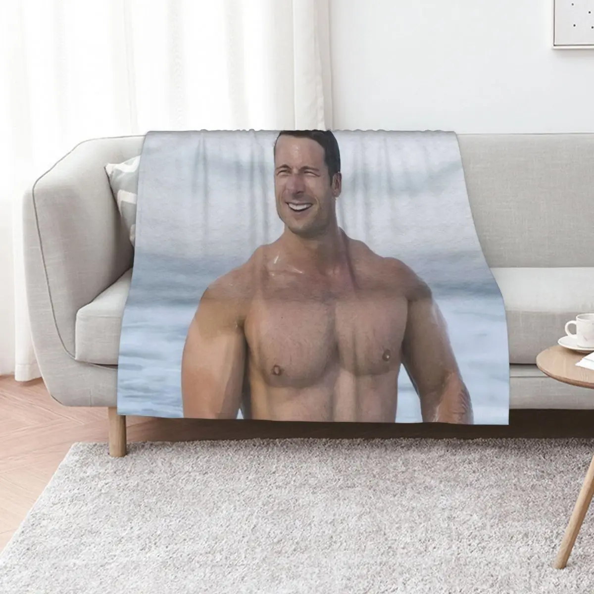 Glen Powell Throw Blanket Color Fast Cozy Throw Blanket