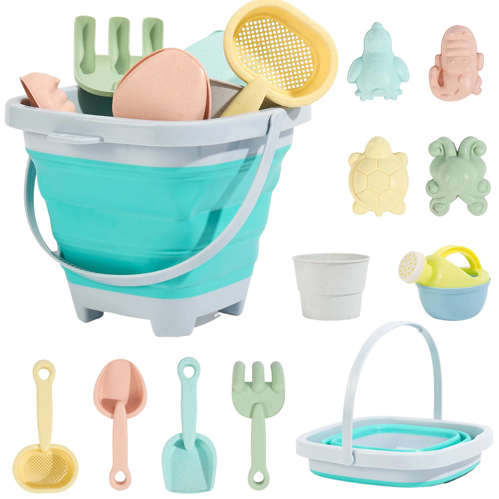 어린이 해변 양동이 삽 모래 도구 세트 다기능 파기 모래 양동이 삽 장난감 아기 야외 해변 공원 장난감