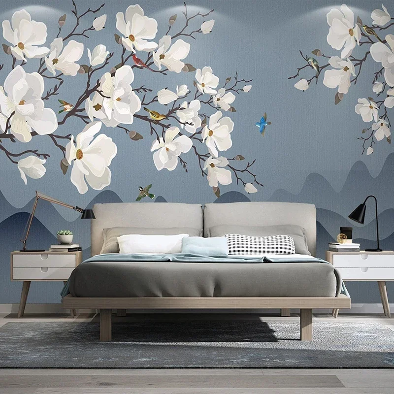 

Custom Mural Wall Papers Home Decor New Chinese Style Flower And Bird Living Room Sofa TV Background Wall Painting Papel De Par