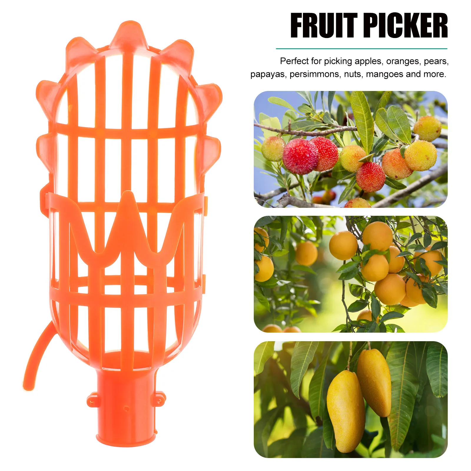 

2Pcs Fruit Picker Baskets Garden Tool Without Pole Quick Fruit Harvester for Orange Pear Persimmon Mango Jujube Catcher