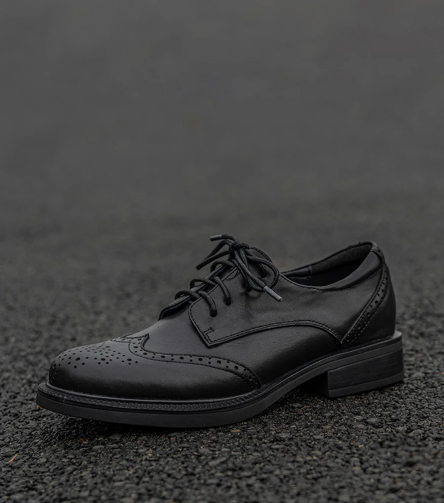 EAGSITY cow leather women's oxford shoes casual work leather shoes pumps retro loafers leisure shoes