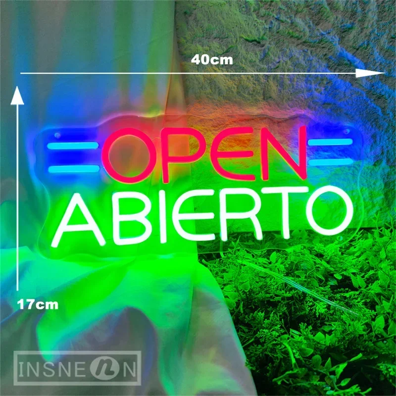 Abierto 오픈 네온 LED 사인, 스페인어 바 네온 사인, 커피숍 스튜디오 룸 클럽 벽 장식, 디스코 레스토랑 네온 사인 조명