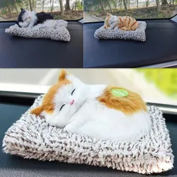 Car Ornaments Cute Simulation Sleeping Cats Decoration Automobiles Lovely Plush Kittens Doll Toy Children Gifts Auto Accessories