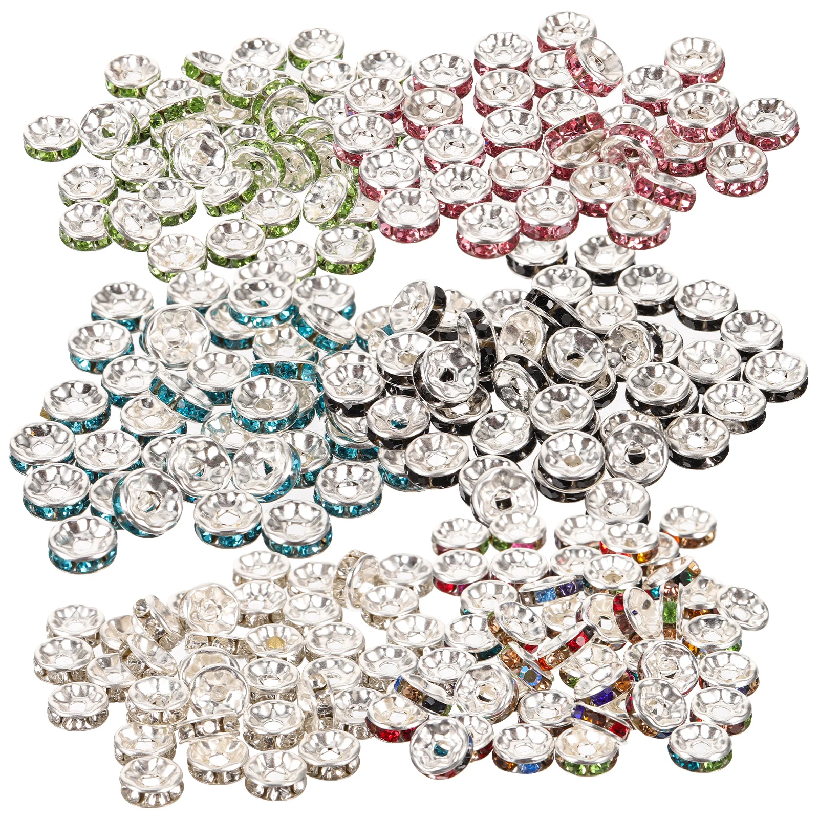 

180pcs Mixed Color Round Beads Spacer Beads for Crafts Jewelry Making Bracelet Earring Pendant DIY Supplies Wheel Shaped Jump