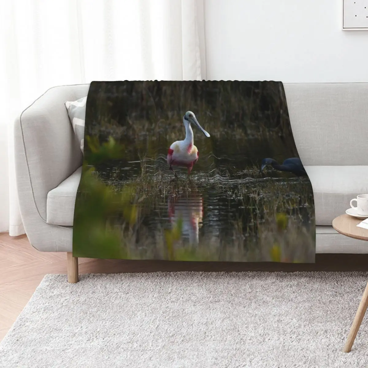 

Rosette Spoonbill - Blue Heron Throw Blanket for sofa Blankets Sofas Of Decoration Tourist Designers Blankets