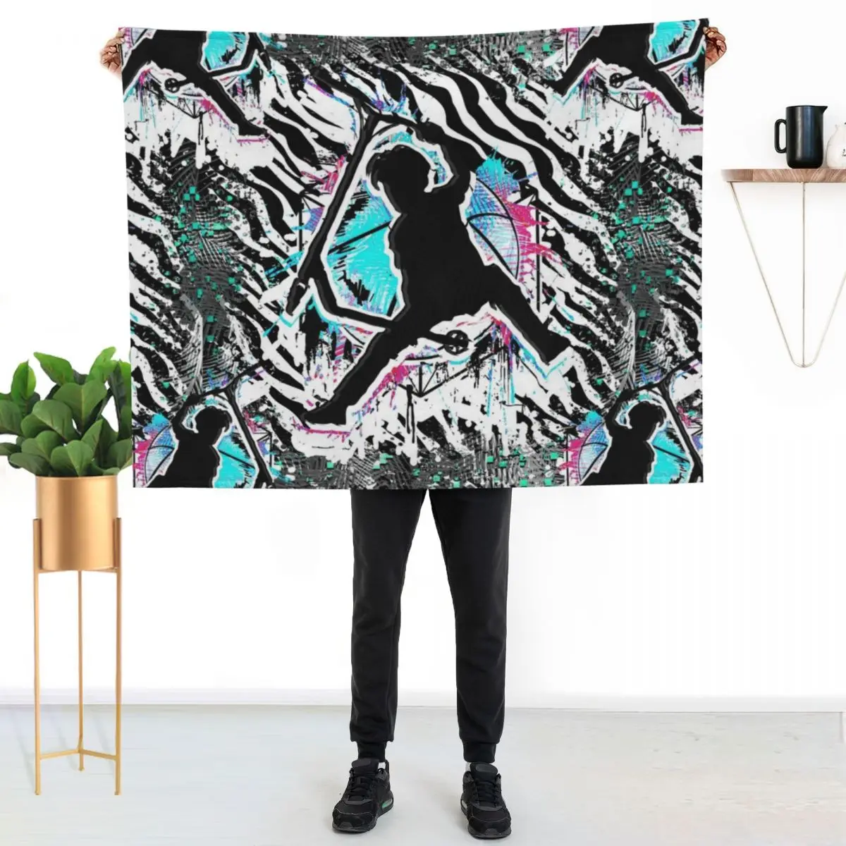 Cool Colorful Scooter - Stuntscooter - Stunt Scooter Throw Blanket Decorative Throw Single Thins Shaggy Multi-Purpose Blankets