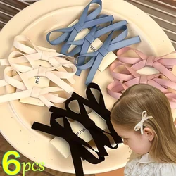 2/6pcs Girls' Sweet Bowknot Hair Clips Baby White Black Lovely Hairpins Ribbon Bow Headwear Sweet Cute Grab Clips Barrettes