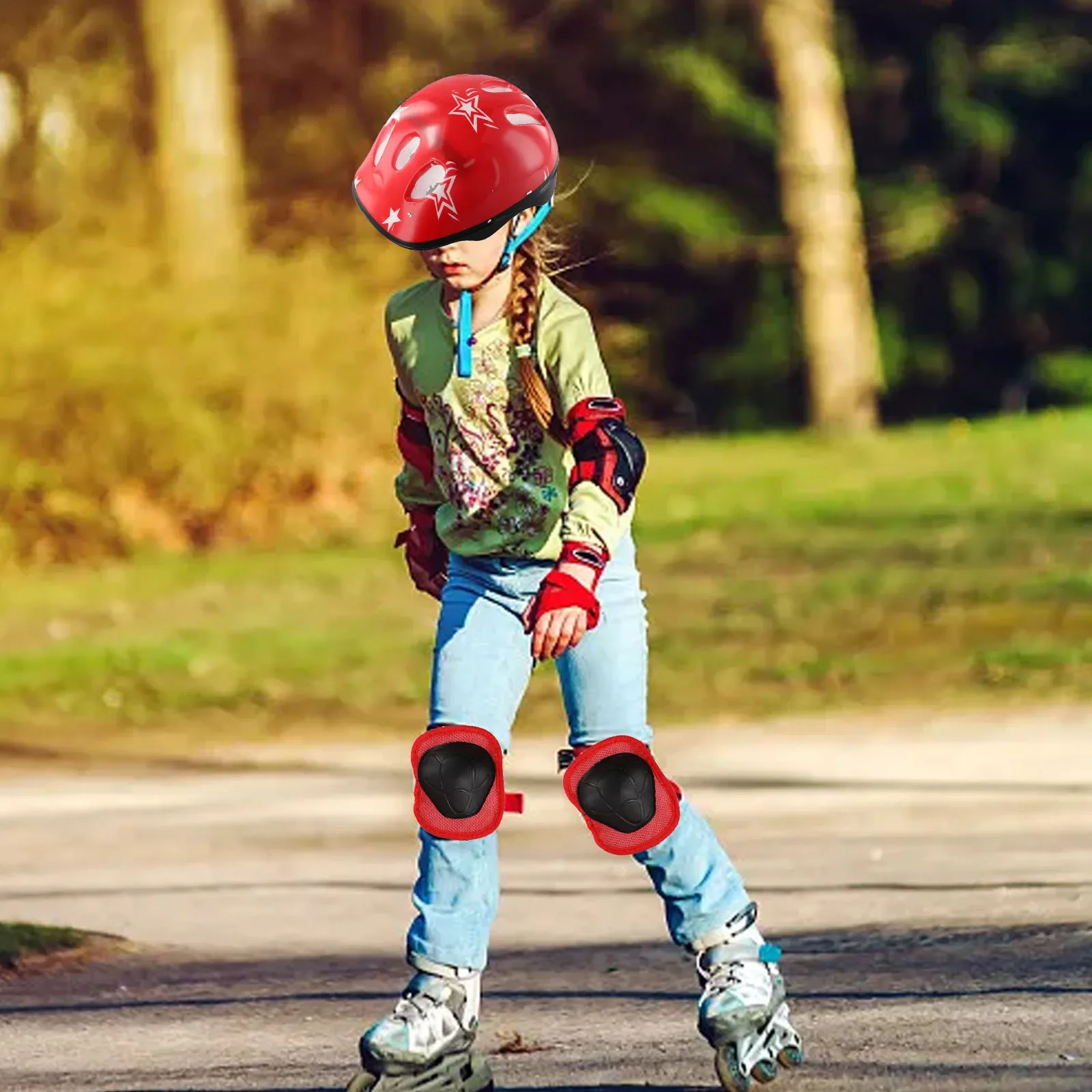 

Adjustment Flexibility Helmet Knee Elbow Wrist Pads Cozy And Breathable Enhanced Protection Wide Application Range