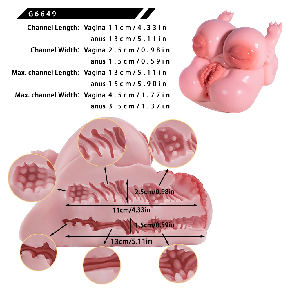 Dual Entry Soft Silicone Male Masturbator Furry Anime Pocket Pussy Male Stroker Adult Sex Toys For Men Realistic Textured 18+Xxx view 3