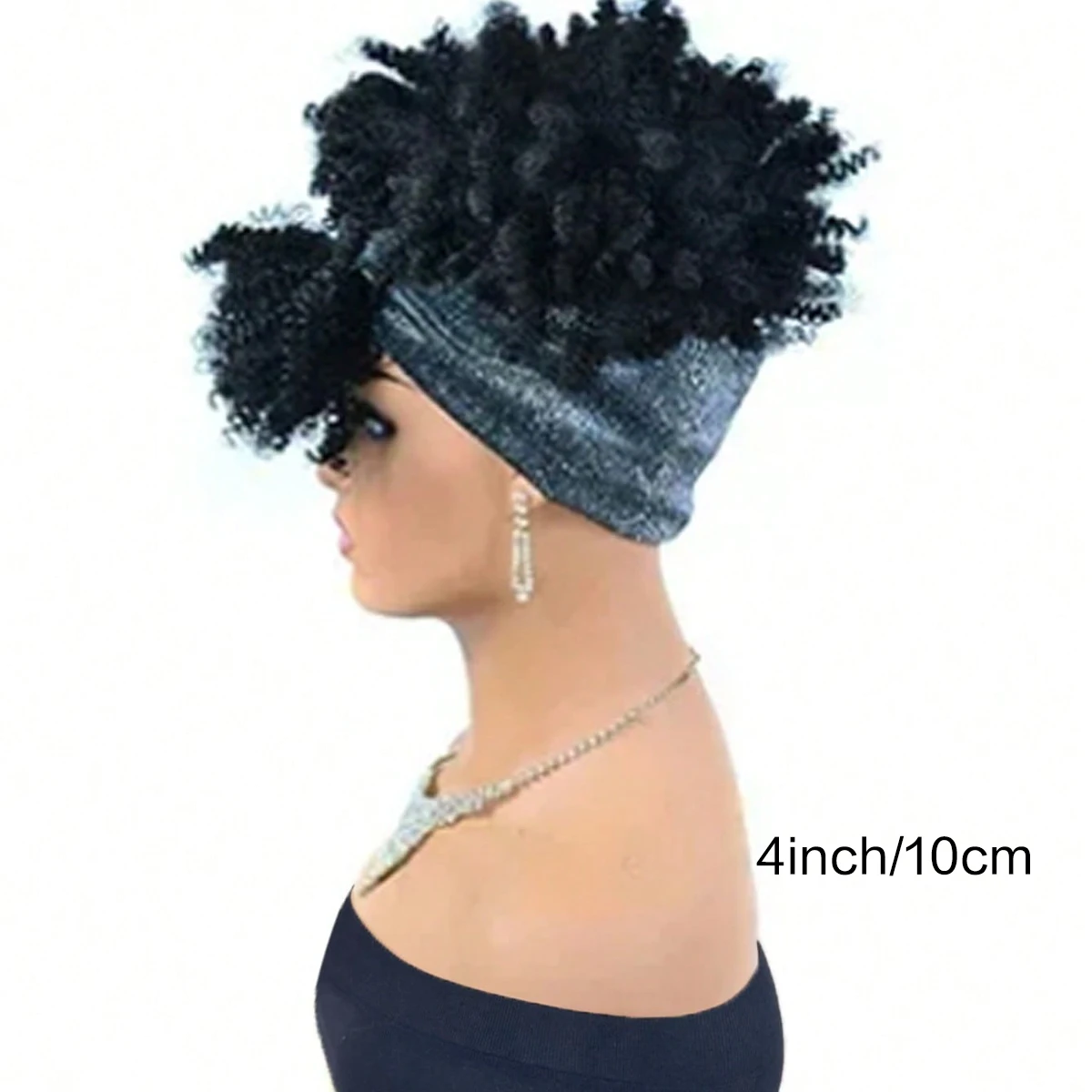 Pelucas de diadema negras para mujer, peluca Afro rizada con pelo corto sintético, pelucas con diadema adjunta